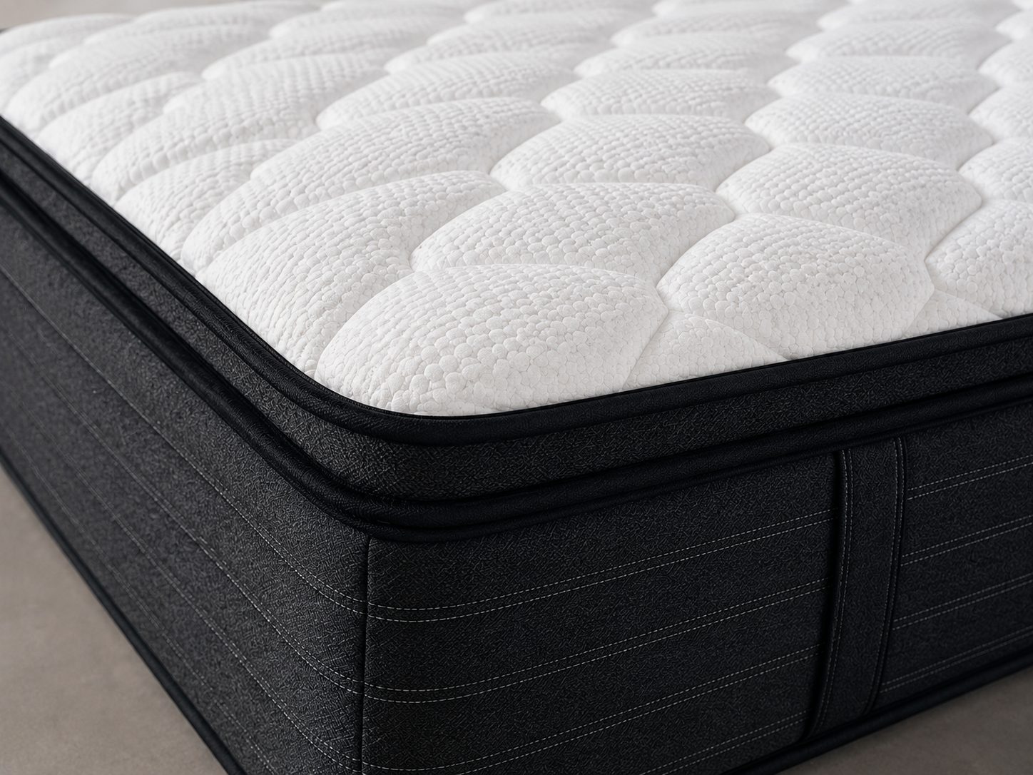 Detalle del pillow top del colchón Nuvela Diamond para hoteles y suites